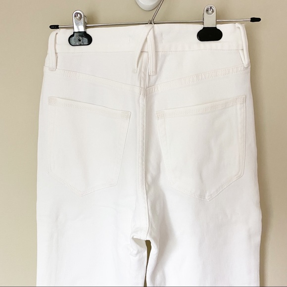 Good American Exposed Zip High Waist Slim Straight Ankle Jeans White 25 NWT - Picture 8 of 13
